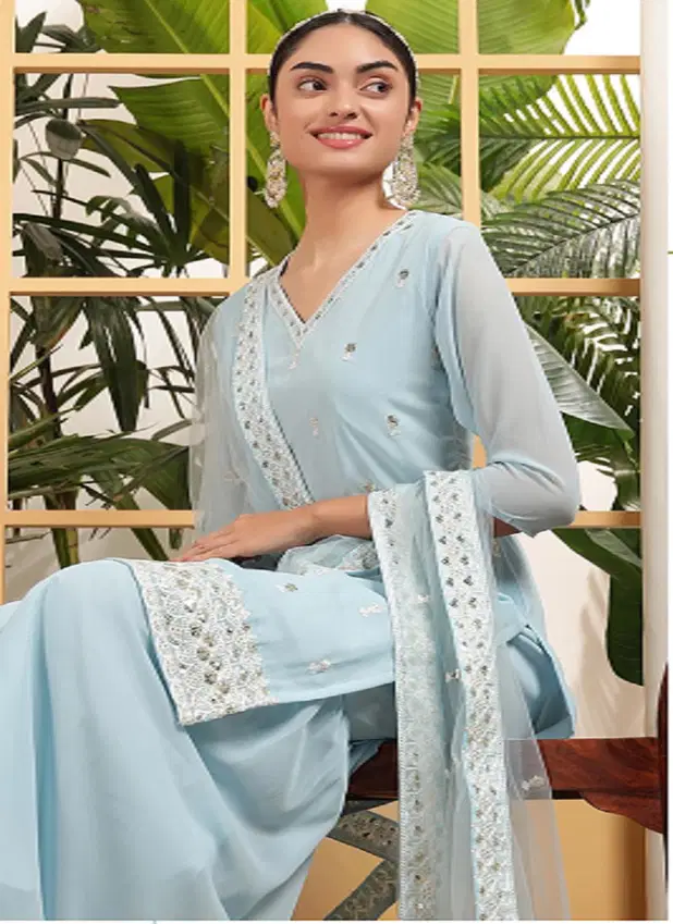 Th 002 A To D Georgette With Sequence Embroidered Salwar Kameez